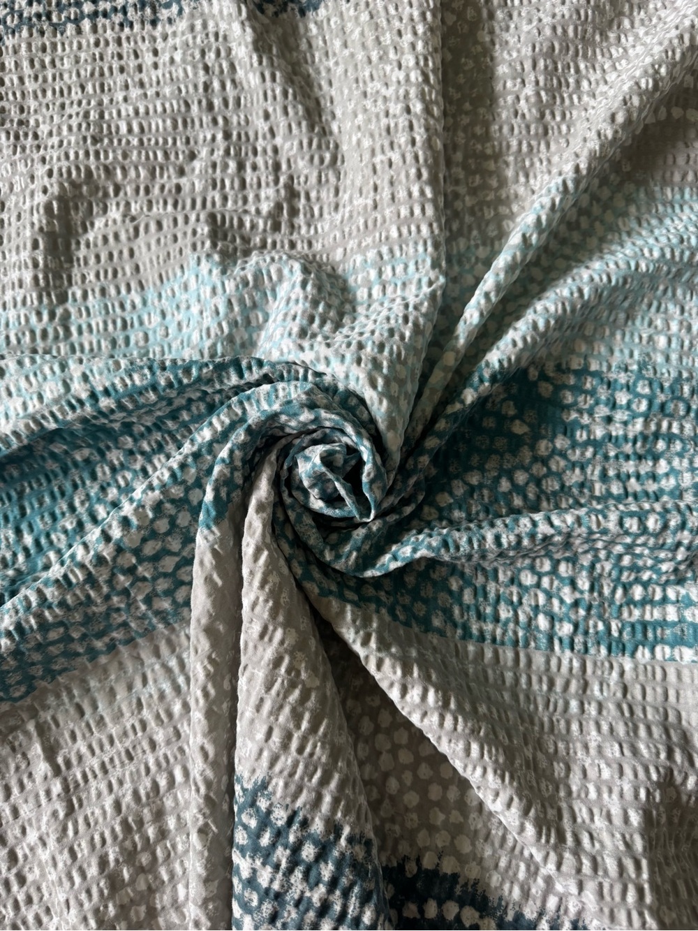 Threshold 100% Cotton Shower Curtain Teal Gray Abstract Matelasse Textured